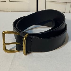 Ralph Lauren Polo Men's Black Leather Belt with Gold Buckle Size 36